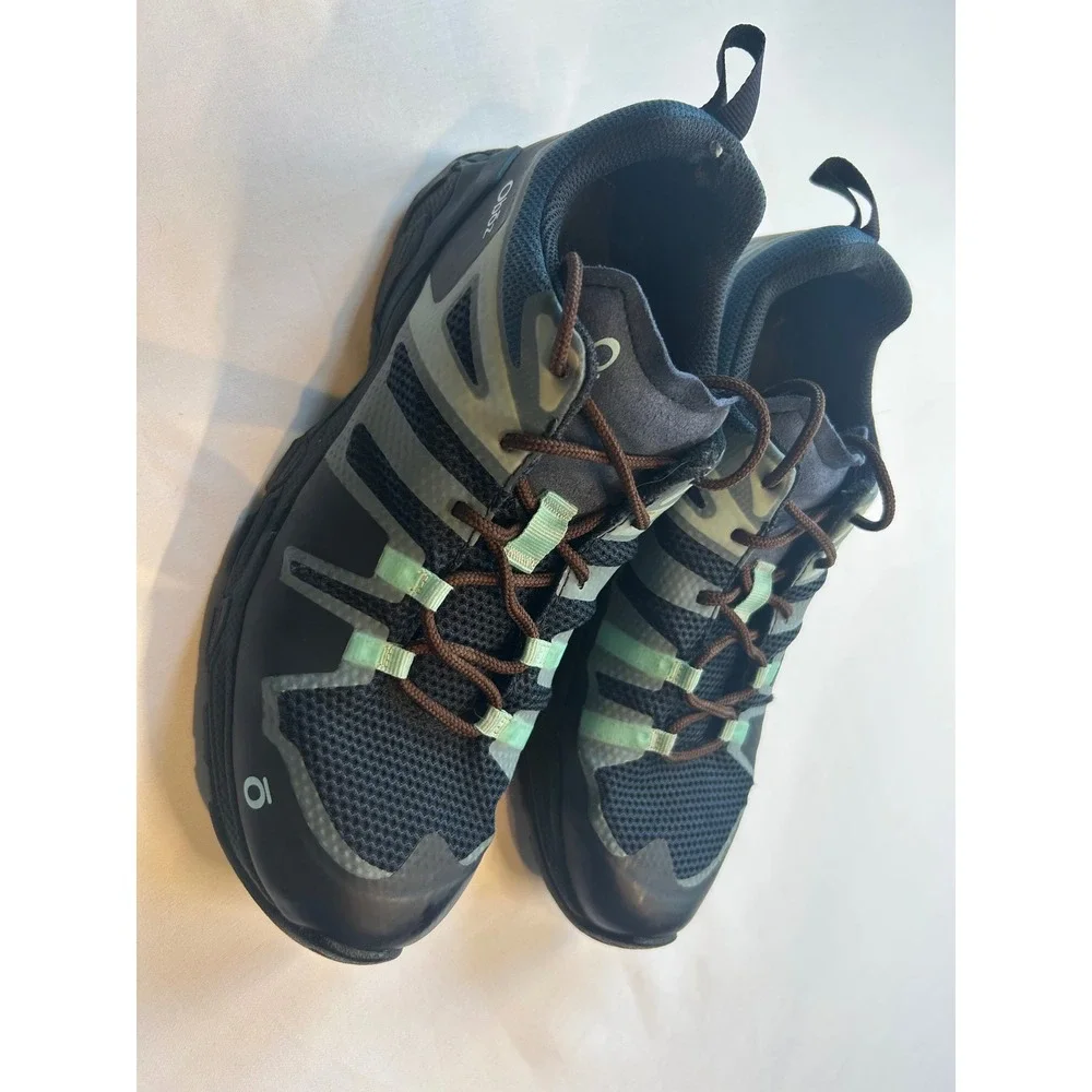 Oboz Arete Low Hiking Shoes Women 8.5 Blue Green Mesh Trail Sneakers 12402